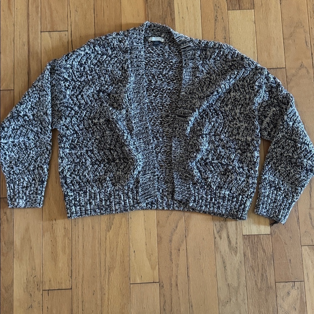 American Eagle | black white knit open front sweater cardigan | cropped | L